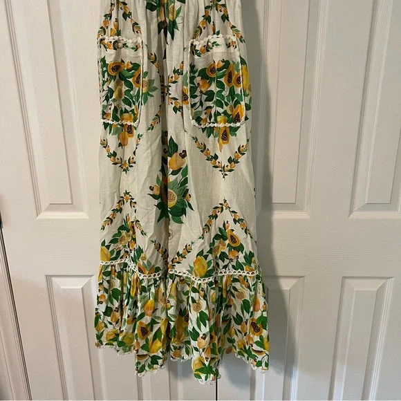 NWT Farm Rio Linen Papaya Salad Scarf Print Maxi Dress, Size XS - Picture 8 of 10
